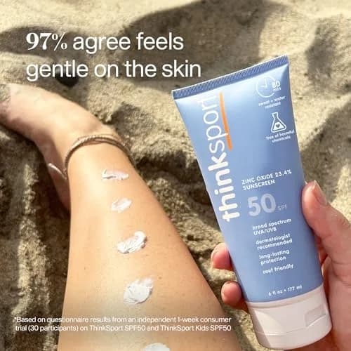 Thinksport Mineral Sunscreen SPF 50+ Zinc Oxide, Water Resistant, 170ml (6 Fl Oz) | Broad Spectrum UVA/UVB Protection thumbnail 3
