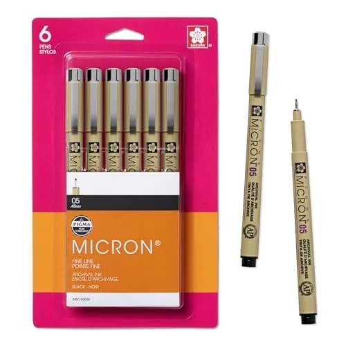 SAKURA Pigma Micron Fineliner Pens, Black, 0.45 mm | Precise, Waterproof & Archival thumbnail 1
