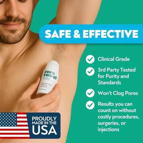 ZeroSweat Clinical Strength Antiperspirant Deodorant for Hyperhidrosis 35.5ml (1.2 Fl Oz) | Stops Excessive Armpit Sweat thumbnail 6