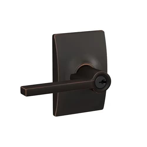 SCHLAGE Latitude Keyed Entry Door Handle, Reversible, Aged Bronze | Minimalist Design & Certified Security thumbnail 2