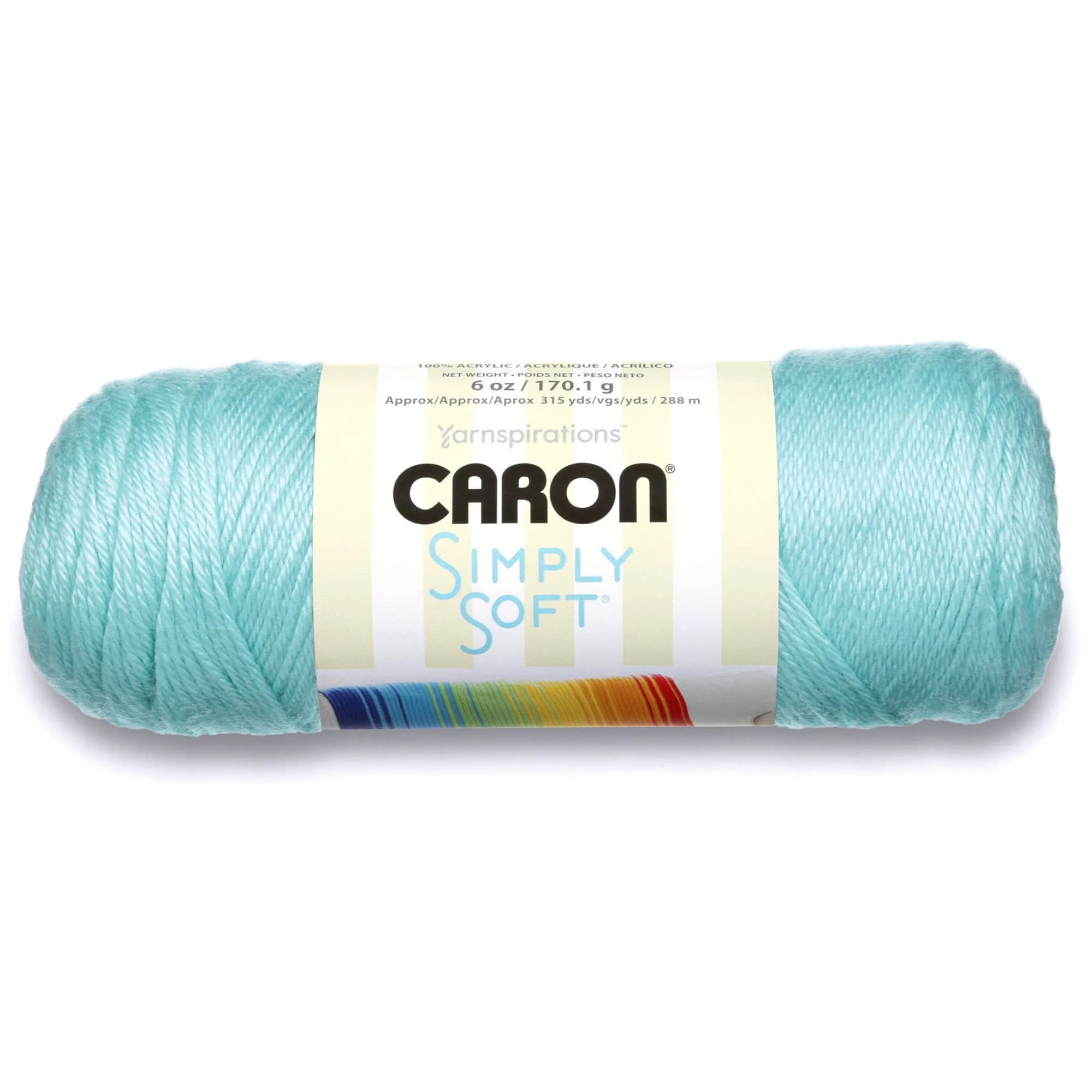 Caron Simply Soft Yarn (4) Medium Gauge 6 oz Off White | 100% Acrylic, Machine Wash & Dry — Robin's Egg / Simply Soft
