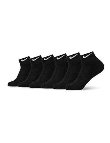 Nike Unisex Everyday Cushioned Training Low Socks (6 Pairs), Black/White, Small | Moisture-Wicking & Arch Support thumbnail 1