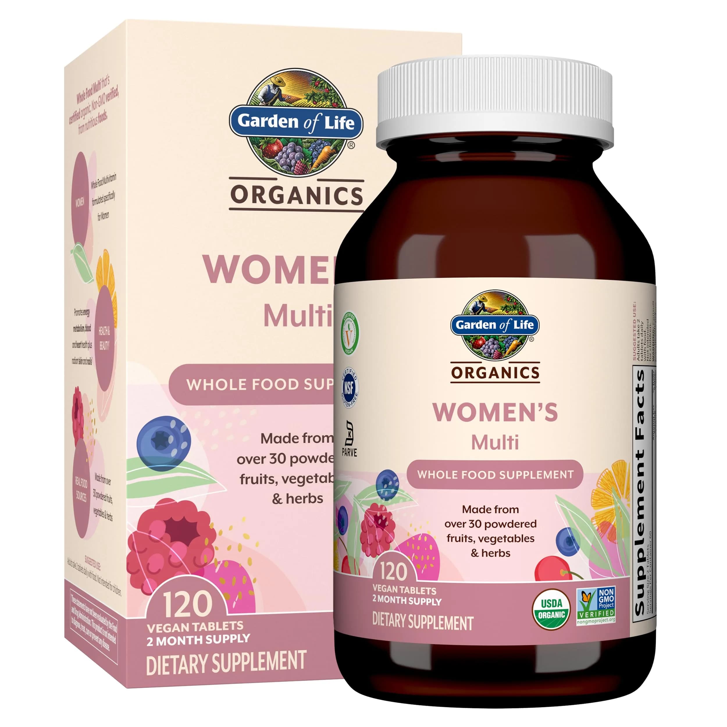 Garden of Life Organics Women's Multivitamin 120 Tablets | USDA Organic, Vegan Support - main product image