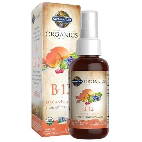 Garden of Life Organics B12 Vitamin Spray Raspberry 2oz (59ml) | Whole Food B-12 for Metabolism & Energy thumbnail 1
