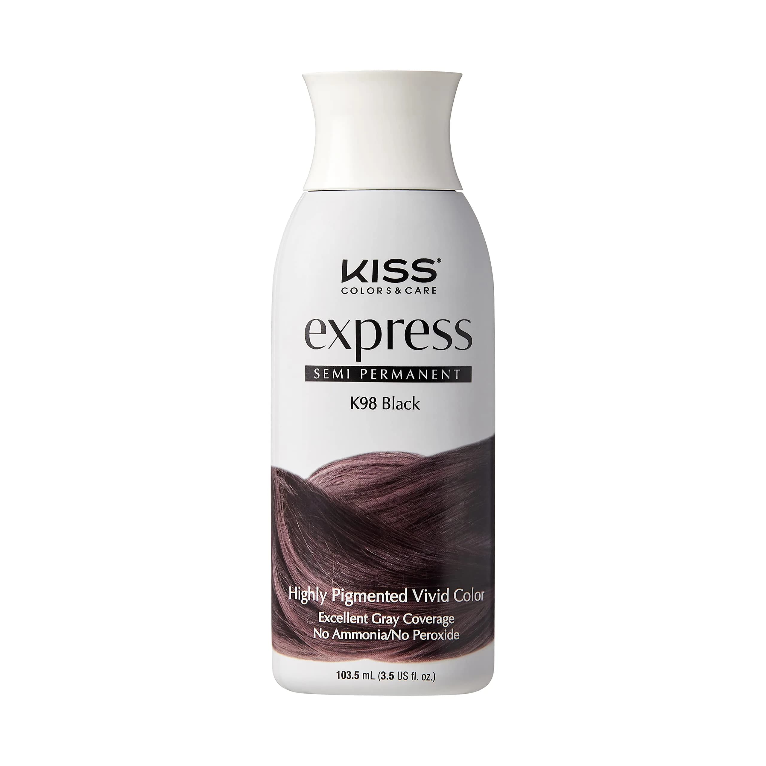 KISS Express Color Semi-Permanent Jet Black Hair Color 103ml (3.5 Fl Oz) | Pack of 2 Bottles — Black / 3.5 Fl Oz