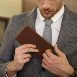 Kattee Men's Vintage Genuine Leather Long Wallet for Checkbook Credit Cards | Brown Bi-Fold (18.5cm x 9cm) thumbnail 3