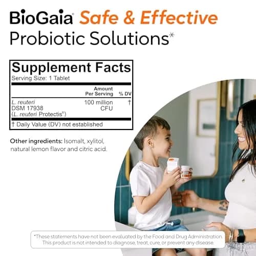 BioGaia Probiotic Chewable Tablets Lemon-Lime Flavor 30 Count | Digestive & Immune Health Support thumbnail 8