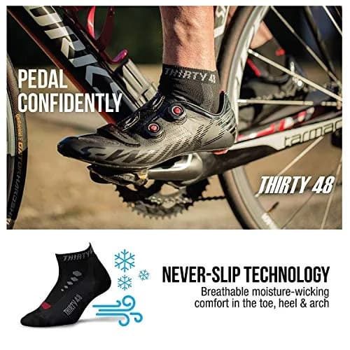 Thirty48 Low Cut Cycling Socks for Men and Women | Unisex Breathable Sport Socks (Small - Women 5-8 // Men 4-7, 3 Pairs, Black Mixed Color) thumbnail 6