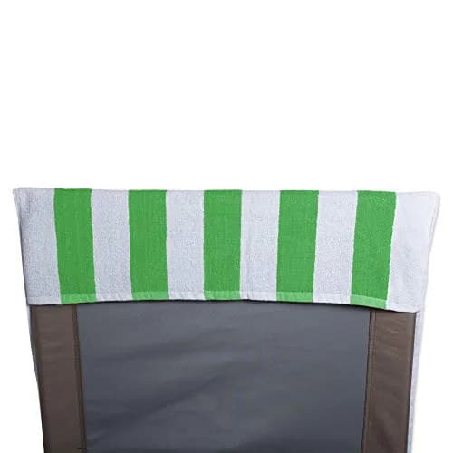 DII Stripe Beach Lounge Chair Towel with Fitted Top Pocket, 26x82, Green | Absorbent Cotton Towel for Poolside & Beach thumbnail 2