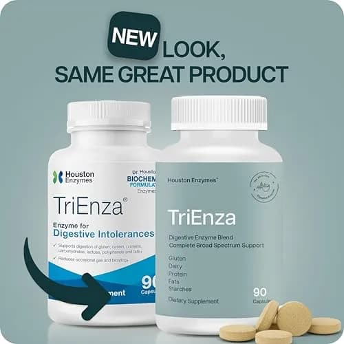Houston Enzymes TriEnza Digestive Enzyme Supplement Chewable Tablets 180 Count | Supports Gluten, Casein, Soy Digestion thumbnail 7