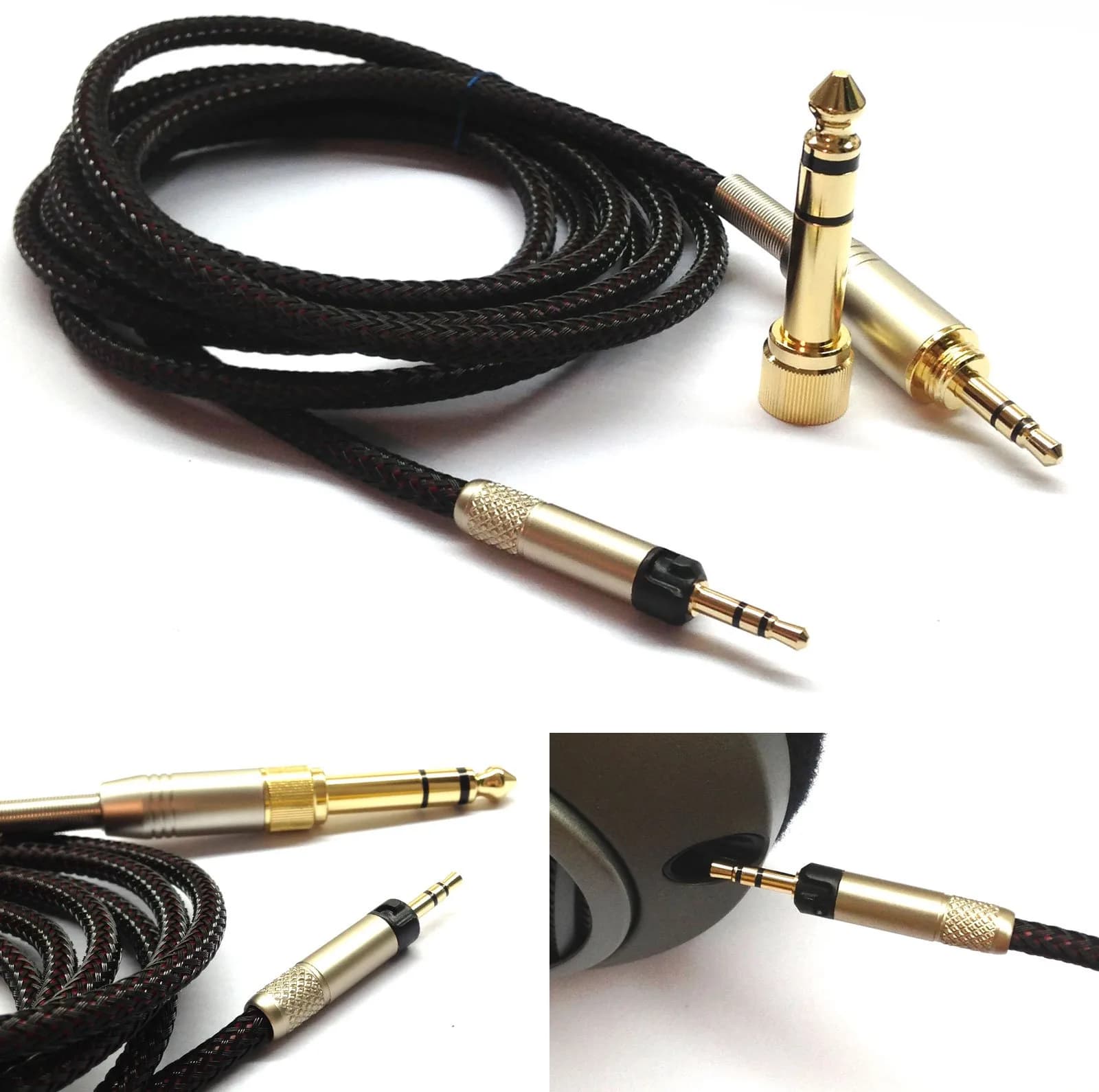 NewFantasia Replacement Audio Upgrade Cable for Sennheiser HD598, HD599, HD560s 1.2m (4ft) | Braided HIFI Extension Cord - main product image