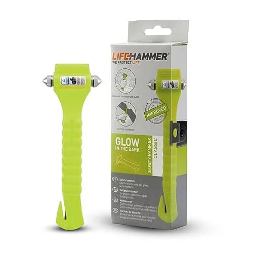Lifehammer Car Safety Hammer with Seatbelt Cutter | Glow in Dark Emergency Escape Tool, Pack of 2 thumbnail 5