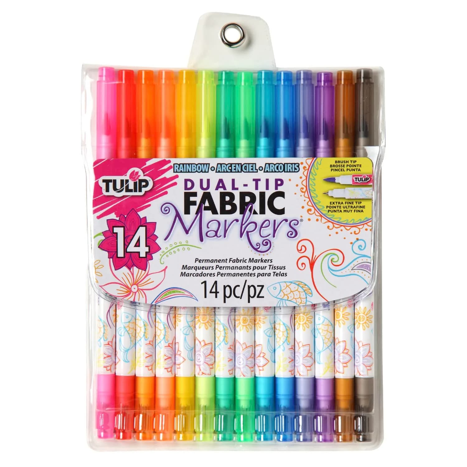 Tulip Fabric Markers 14 Pack - Dual Tip, Washable & Permanent for Art & Sewing - main product image