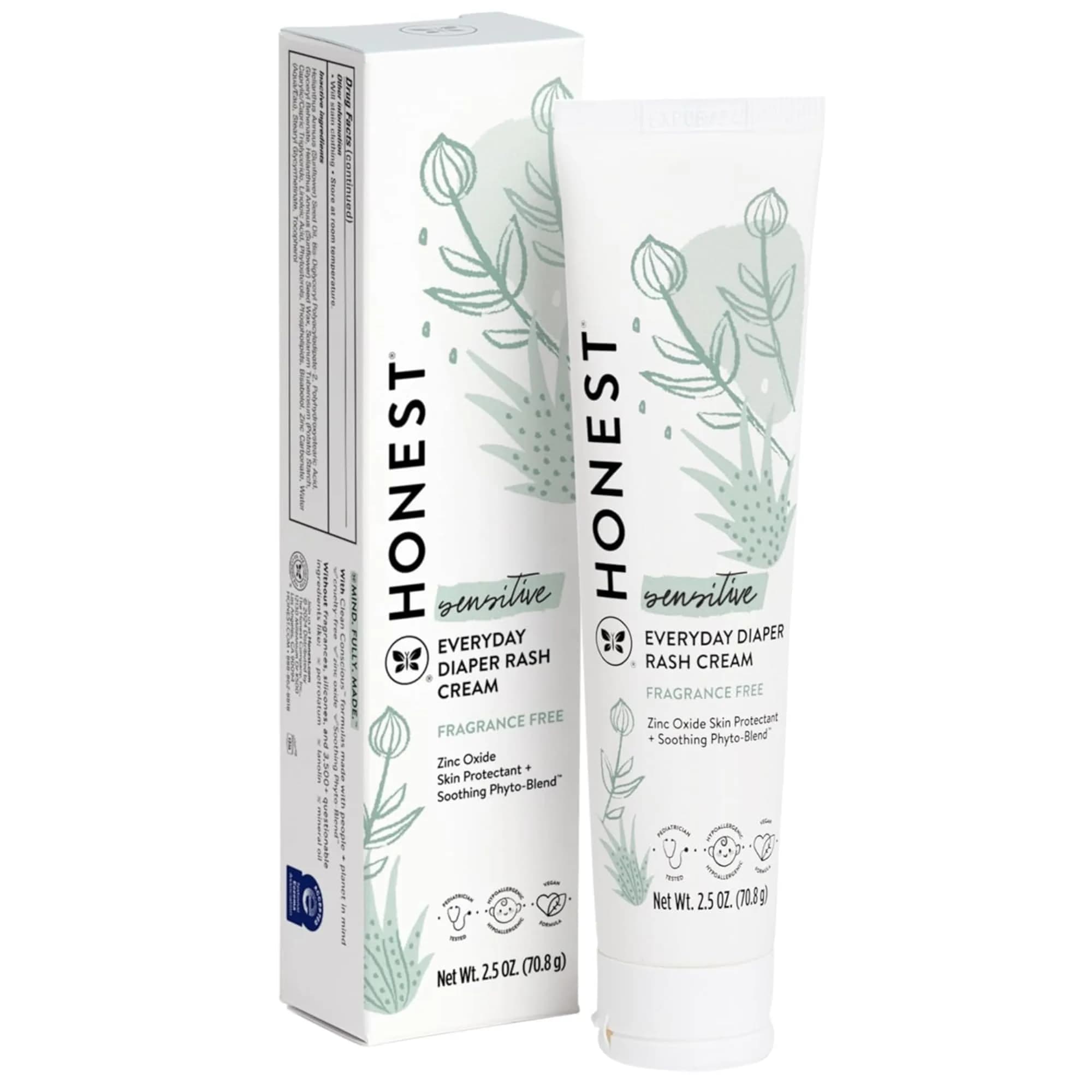 The Honest Company Hypoallergenic Diaper Rash Cream | Zinc Oxide 2.5 oz (70g) | NEA Recognized, Cruelty Free