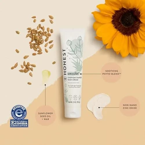 The Honest Company Hypoallergenic Diaper Rash Cream | Zinc Oxide 2.5 oz (70g) | NEA Recognized, Cruelty Free thumbnail 2