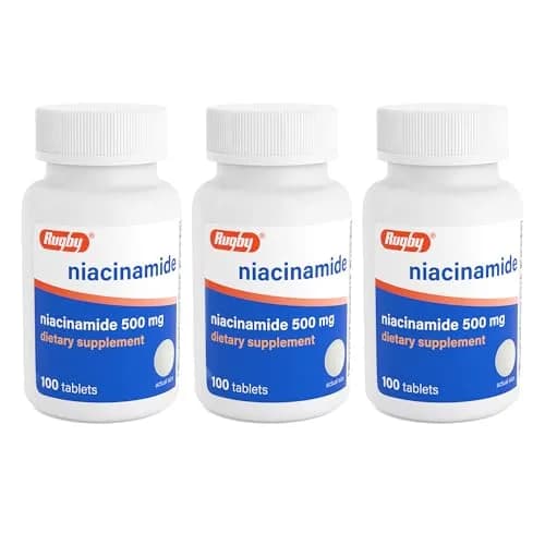 Rugby Niacinamide 500 mg Tablets | No Artificial Flavors, 100 Count (3-Pack) thumbnail 1