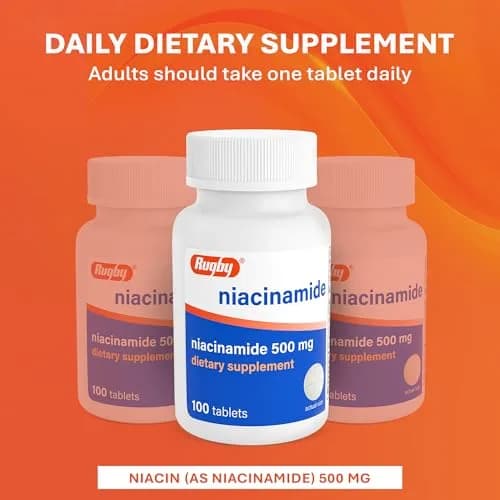 Rugby Niacinamide 500 mg Tablets | No Artificial Flavors, 100 Count (3-Pack) thumbnail 4