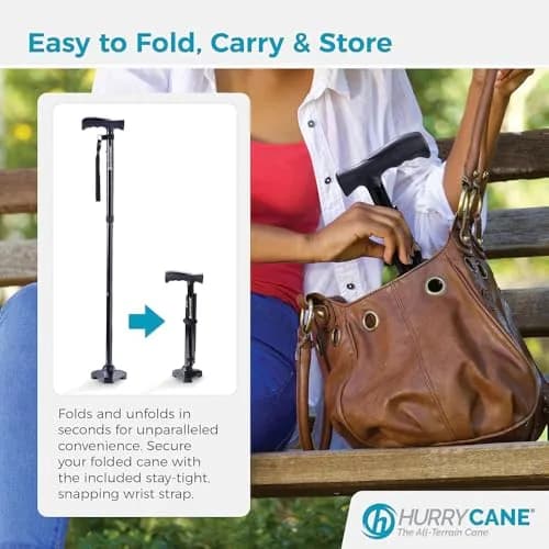 HurryCane Freedom Edition Folding Walking Cane, Pathfinder Purple | Adjustable Height 30.5-37.5 inches | Lightweight 0.57kg (1.25 lb) thumbnail 6