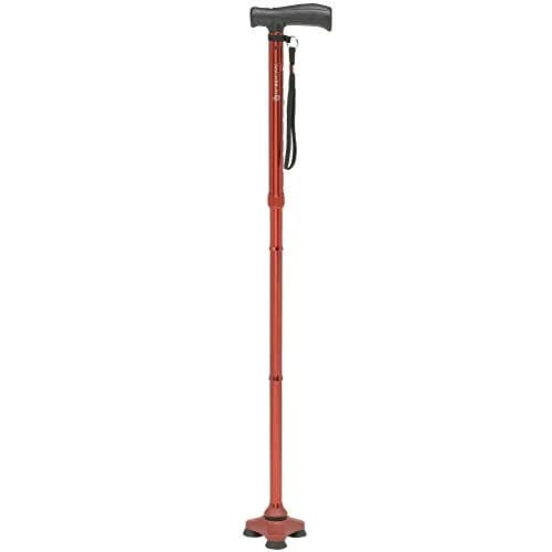 HurryCane Freedom Edition Foldable Walking Cane with T Handle, Red | 30.5-37.5 inch Adjustable Height thumbnail 1