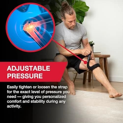 MUELLER Sports Medicine Adjustable Max Knee Strap | Pain Relief Support for Men & Women, Ideal for Patellar Tendinitis, Runner's Knee, Osgood-Schlatter's, Black, Large/X-Large thumbnail 3