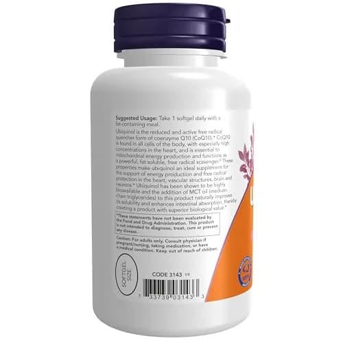 NOW Foods Ubiquinol 100 mg Softgels 120 Count (120 Count) thumbnail 3