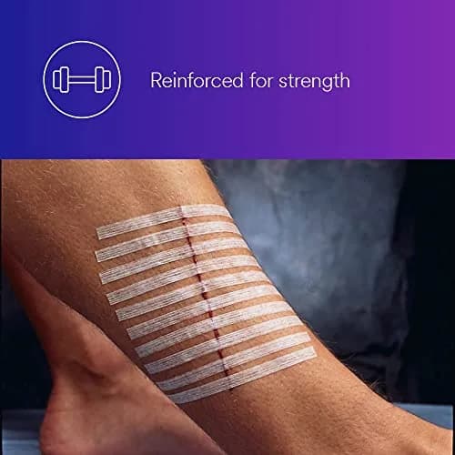 3M Steri-Strip Reinforced Adhesive Skin Closures 6 mm x 100 mm (1/4 in x 4 in) | Hypoallergenic Wound Dressing thumbnail 2