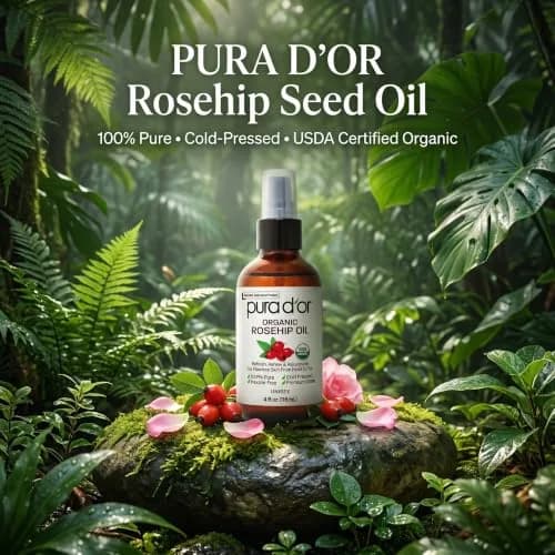 PURA D'OR Organic Rosehip Seed Oil 4 Fl Oz (118ml) | USDA Certified Pure Cold Pressed for Hair, Skin, Scalp thumbnail 2