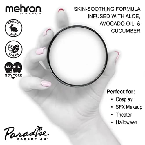 Mehron Makeup Paradise AQ - WHITE, Water-Activated Face & Body Paint | Professional Grade, Vibrant & Easy to Blend thumbnail 3