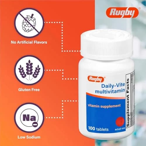 RUGBY LABORATORIES Rugby Daily-Vite Multivitamin for Adults, 100 Tablets (2-Pack) | Daily Multivitamin Supplement thumbnail 5