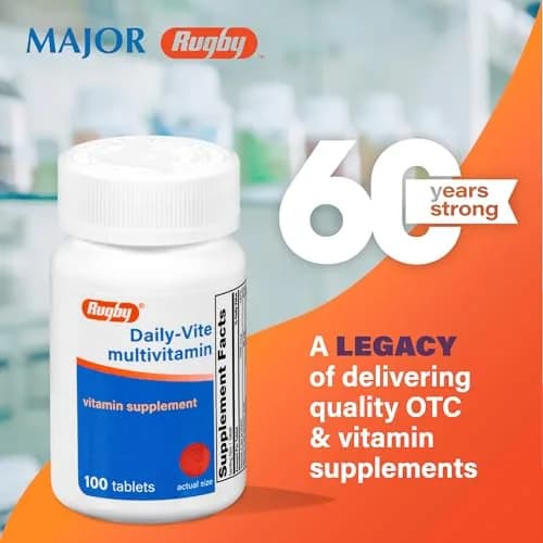 RUGBY LABORATORIES Rugby Daily-Vite Multivitamin for Adults, 100 Tablets (2-Pack) | Daily Multivitamin Supplement thumbnail 2