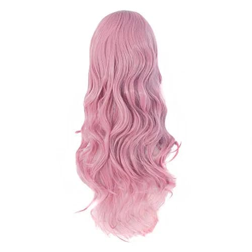 MapofBeauty 24 Inch Long Wavy Side Bangs Cosplay Wig, Pink | Heat Resistant Synthetic Fiber thumbnail 2