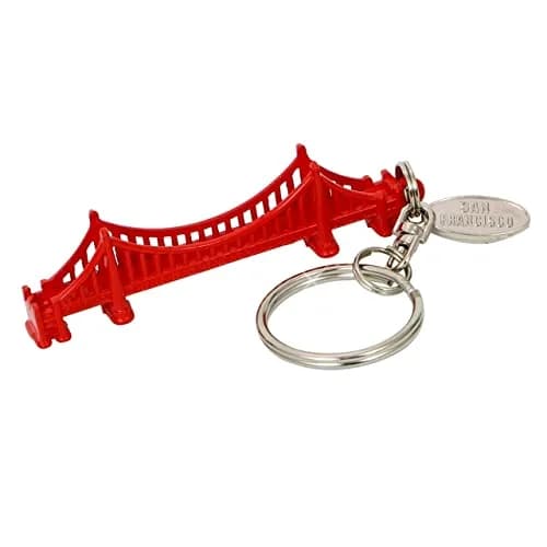 San Francisco Gifts Golden Gate Bridge 3D Keychain | Red Metal Keychain with Tag thumbnail 1