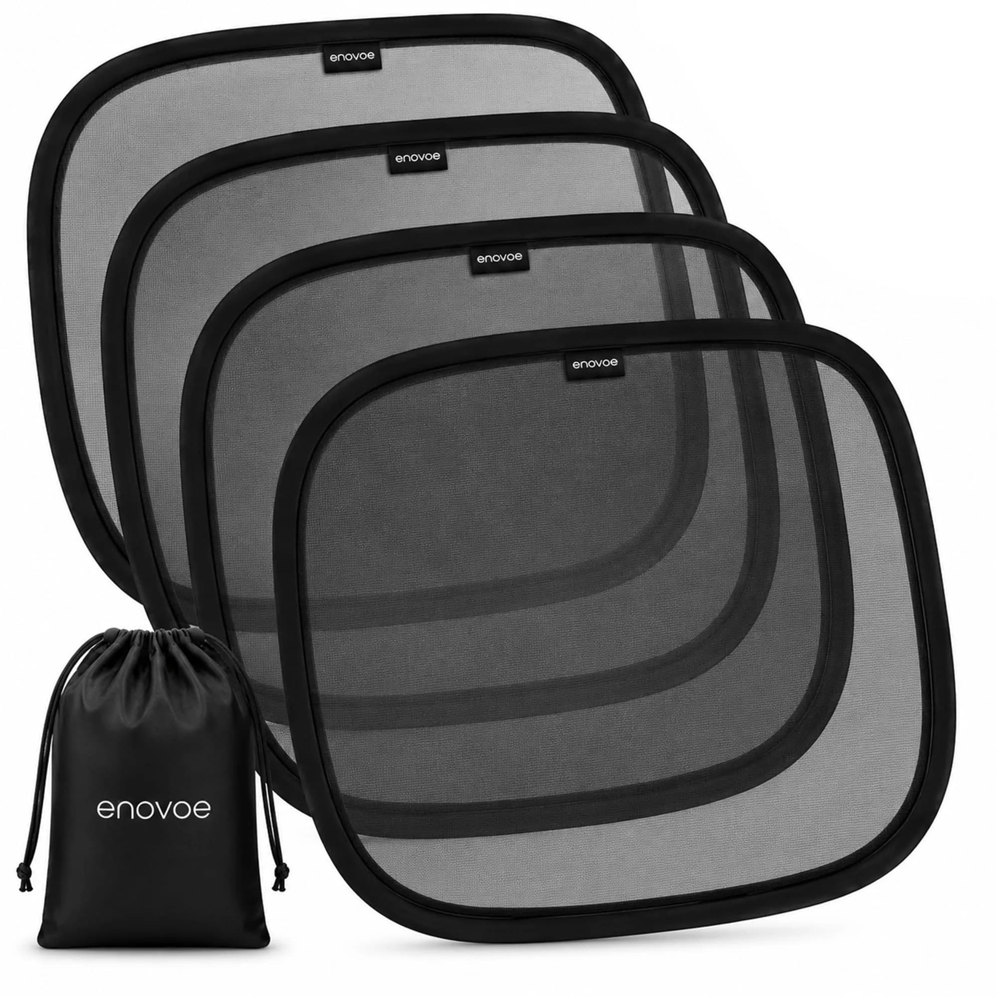 Enovoe Car Window Shades for Baby (4 Pack) 35.5cm x 21in | Static Cling Sun Blocker for SUV & Cars — 19" x 12"