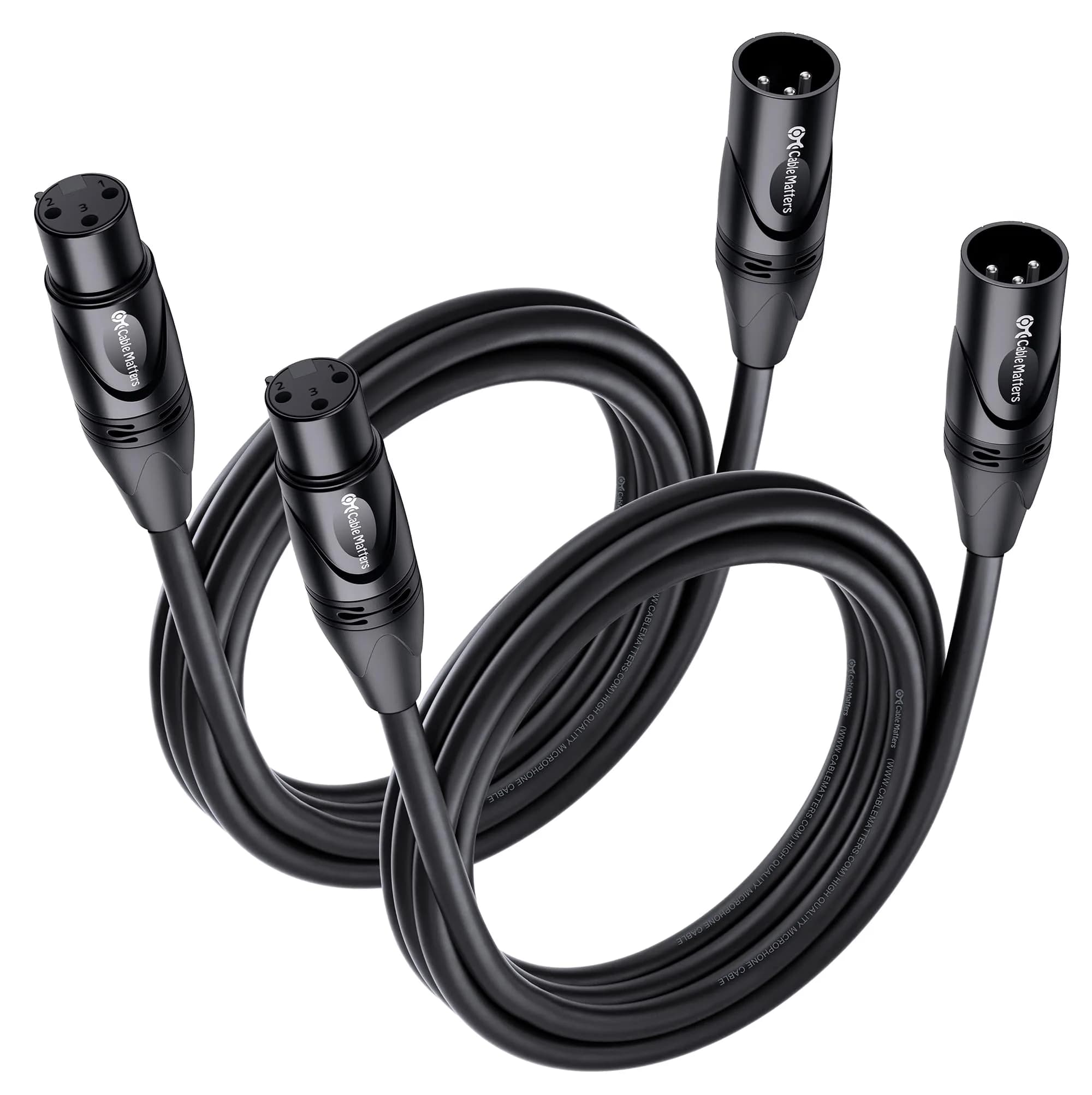 Cable Matters 2-Pack Premium XLR to XLR Microphone Cable, 6ft (1.8m) | Balanced Audio for Studio & Stage - main product image