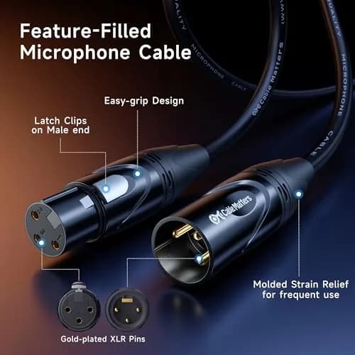 Cable Matters 2-Pack Premium XLR to XLR Cable, 15ft (4.57m) | Balanced Mic Cable for Studio & Stage thumbnail 6