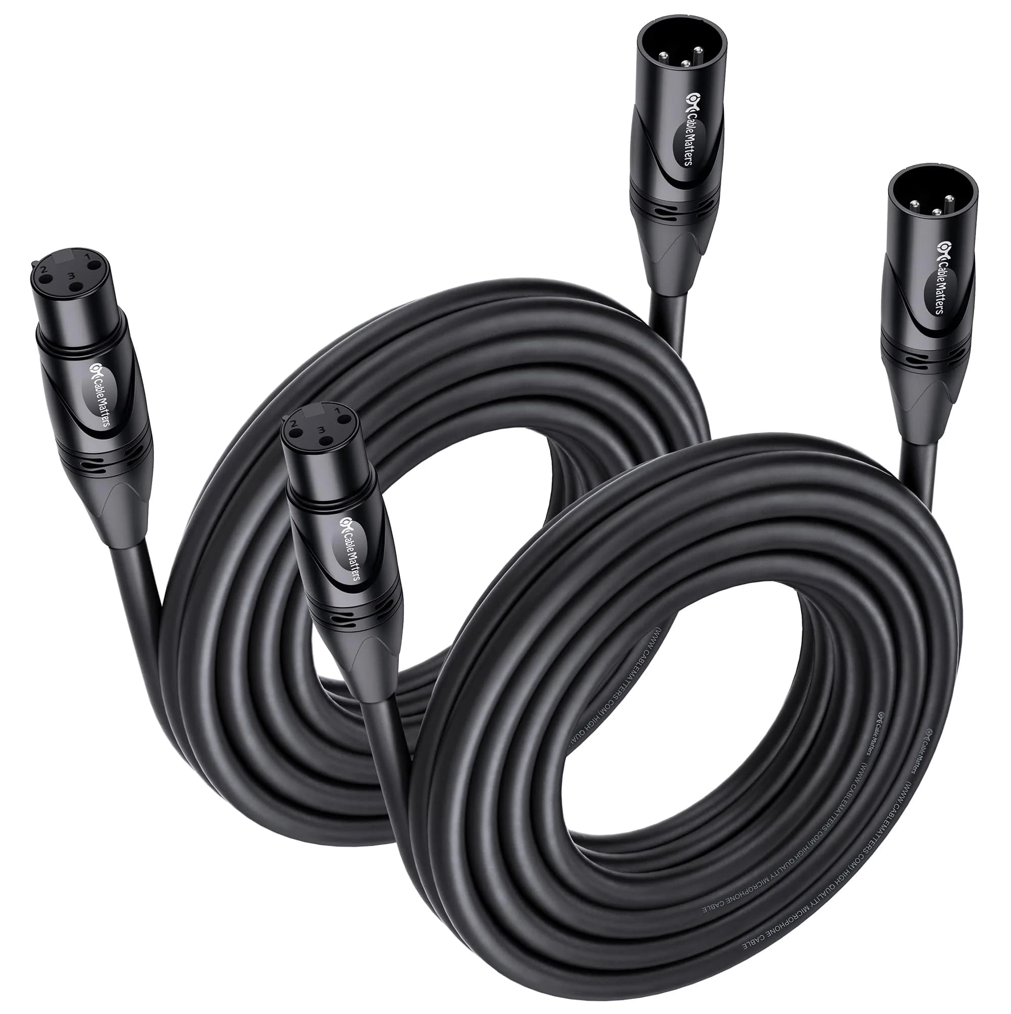 Cable Matters Premium XLR to XLR Microphone Cable, 20ft (6.1m) | Balanced M-F Cord for Studio & Stage