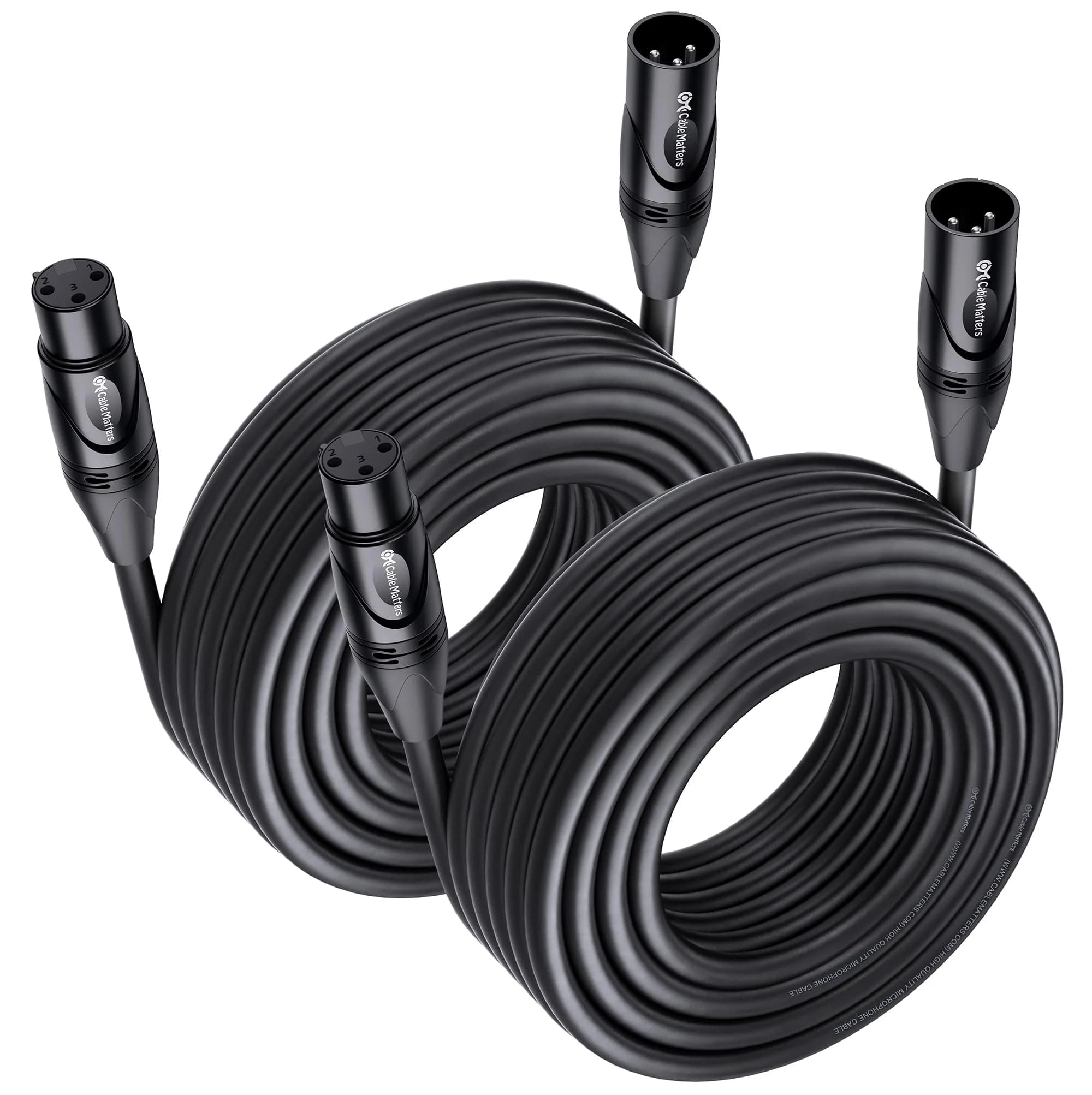 Cable Matters 2-Pack Premium XLR to XLR Microphone Cable 10.67m (35ft) | Balanced M-F Studio & Stage