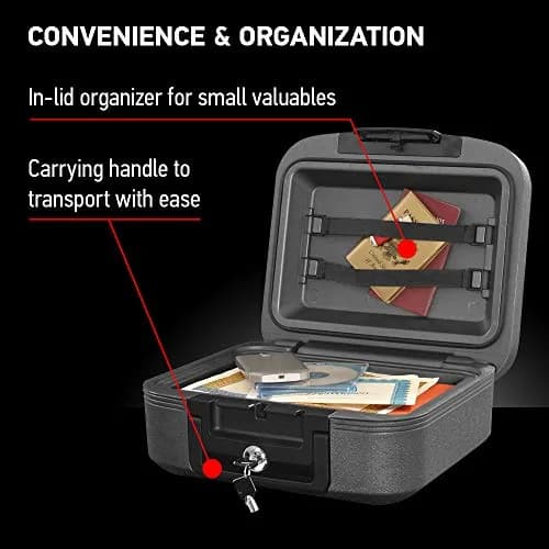 SentrySafe Charcoal Gray Fireproof and Waterproof Safe Box with Key Lock 0.28 cu ft | UL Classified Fire Endurance thumbnail 5