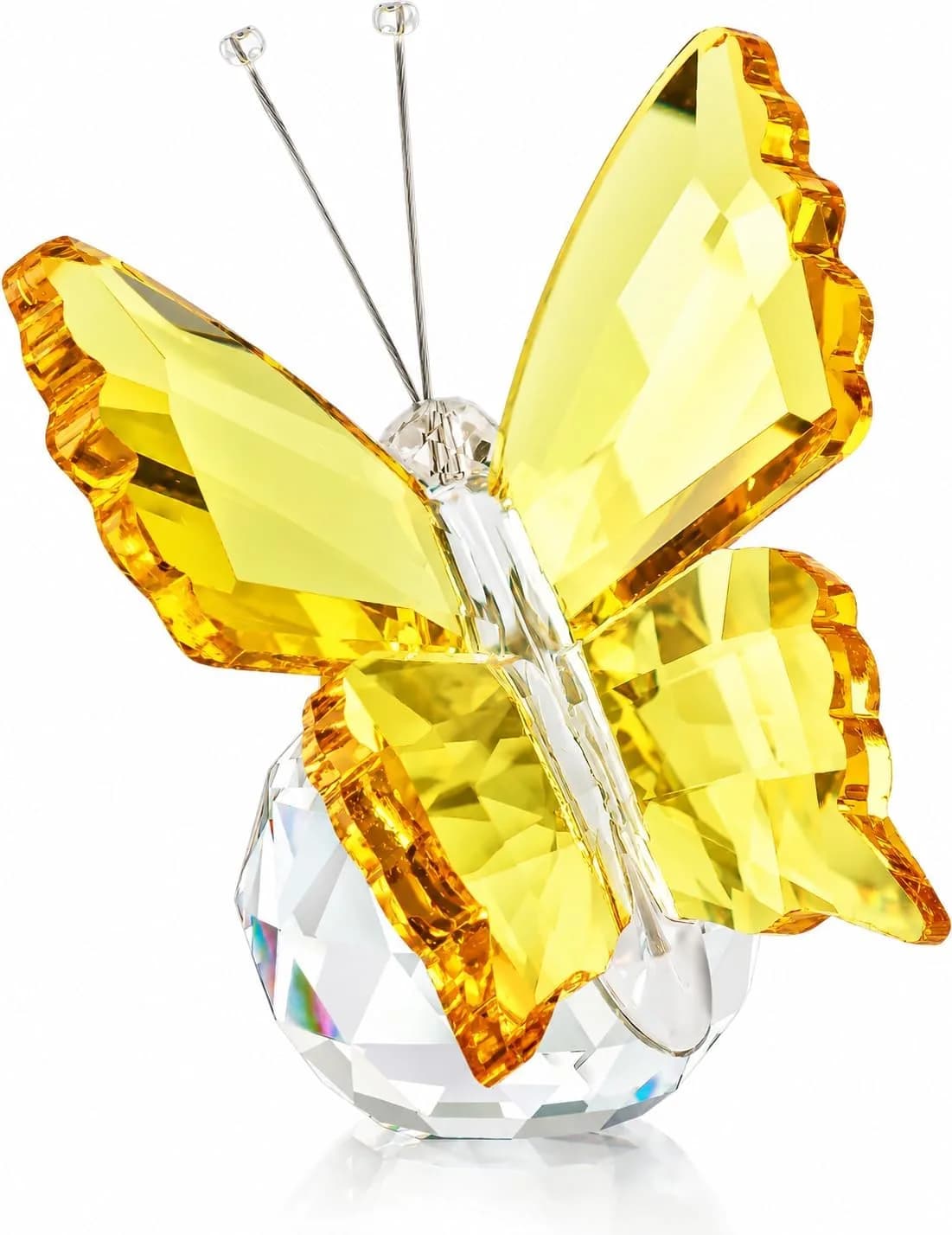 H&D Crystal Flying Butterfly with Crystal Ball Base | Handmade Glass Ornament for Home & Gift (2.1x1.8x2.0 in) - main product image