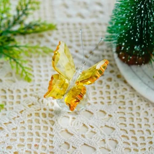 H&D Crystal Flying Butterfly with Crystal Ball Base | Handmade Glass Ornament for Home & Gift (2.1x1.8x2.0 in) thumbnail 4