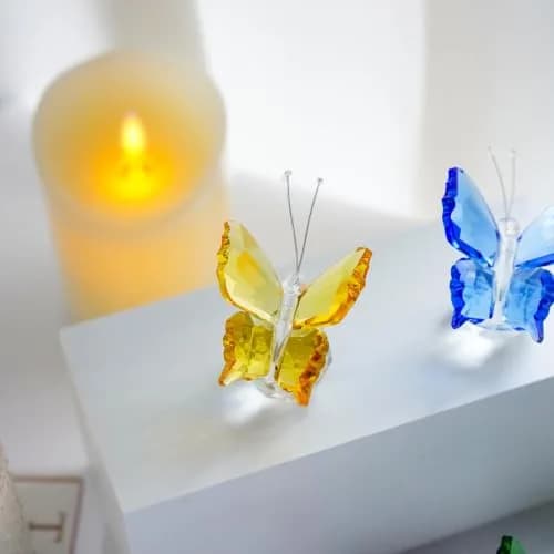 H&D Crystal Flying Butterfly with Crystal Ball Base | Handmade Glass Ornament for Home & Gift (2.1x1.8x2.0 in) thumbnail 6