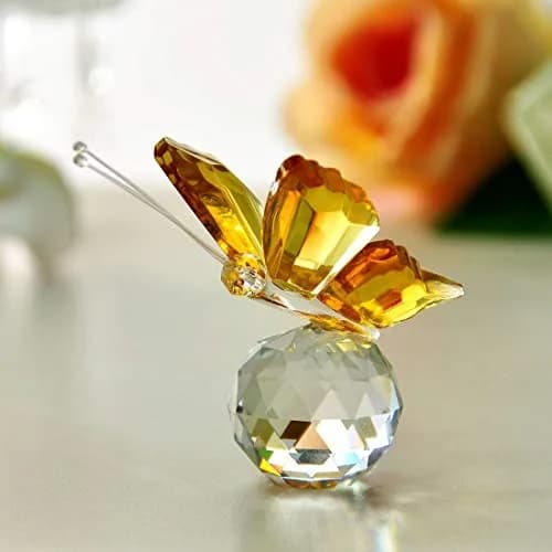 H&D Crystal Flying Butterfly with Crystal Ball Base | Handmade Glass Ornament for Home & Gift (2.1x1.8x2.0 in) thumbnail 8