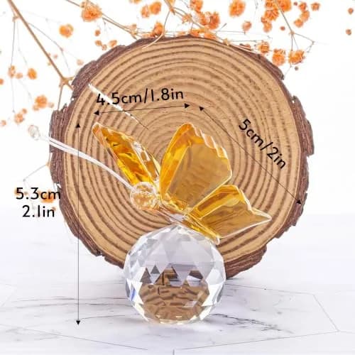 H&D Crystal Flying Butterfly with Crystal Ball Base | Handmade Glass Ornament for Home & Gift (2.1x1.8x2.0 in) thumbnail 2
