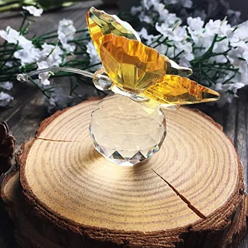 H&D Crystal Flying Butterfly with Crystal Ball Base | Handmade Glass Ornament for Home & Gift (2.1x1.8x2.0 in) thumbnail 3