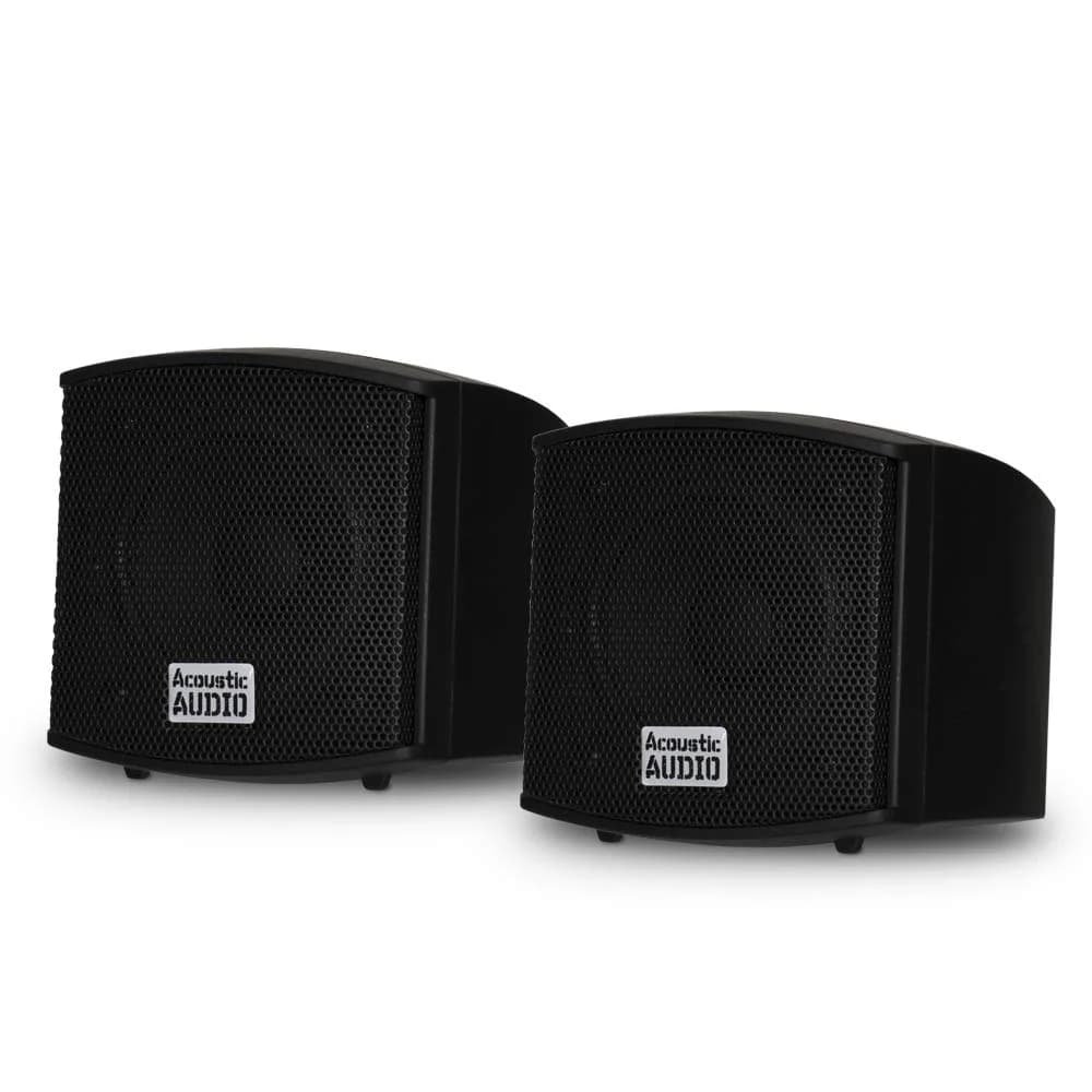 Acoustic Audio AA321B Mountable Indoor Speakers 400 Watts Black Bookshelf Pair | Passive Stereo Speakers for Home Theater & Bookshelf Use - main product image