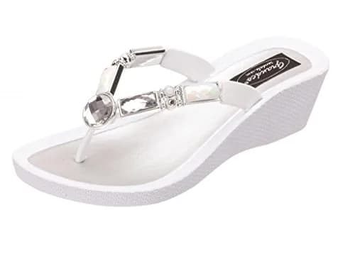 Grandco White Bamboo Wedge Thong Sandal | 7 US Size | Chic & Comfortable (70-120 chars) thumbnail 1