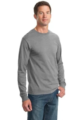 Jerzees Heavyweight Blend 50/50 Long Sleeve T-Shirt | Crew Neck, Cotton-Polyester, Forest Green, Small thumbnail 6