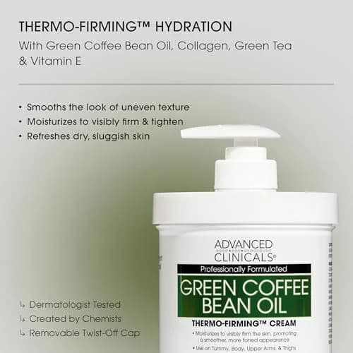 Advanced Clinicals Green Coffee Bean Thermo - Firming Body Lotion 16 Oz | Caffeine & Collagen Moisturizer for Firm, Smooth Skin thumbnail 2