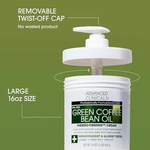 Advanced Clinicals Green Coffee Bean Thermo - Firming Body Lotion 16 Oz | Caffeine & Collagen Moisturizer for Firm, Smooth Skin thumbnail 3