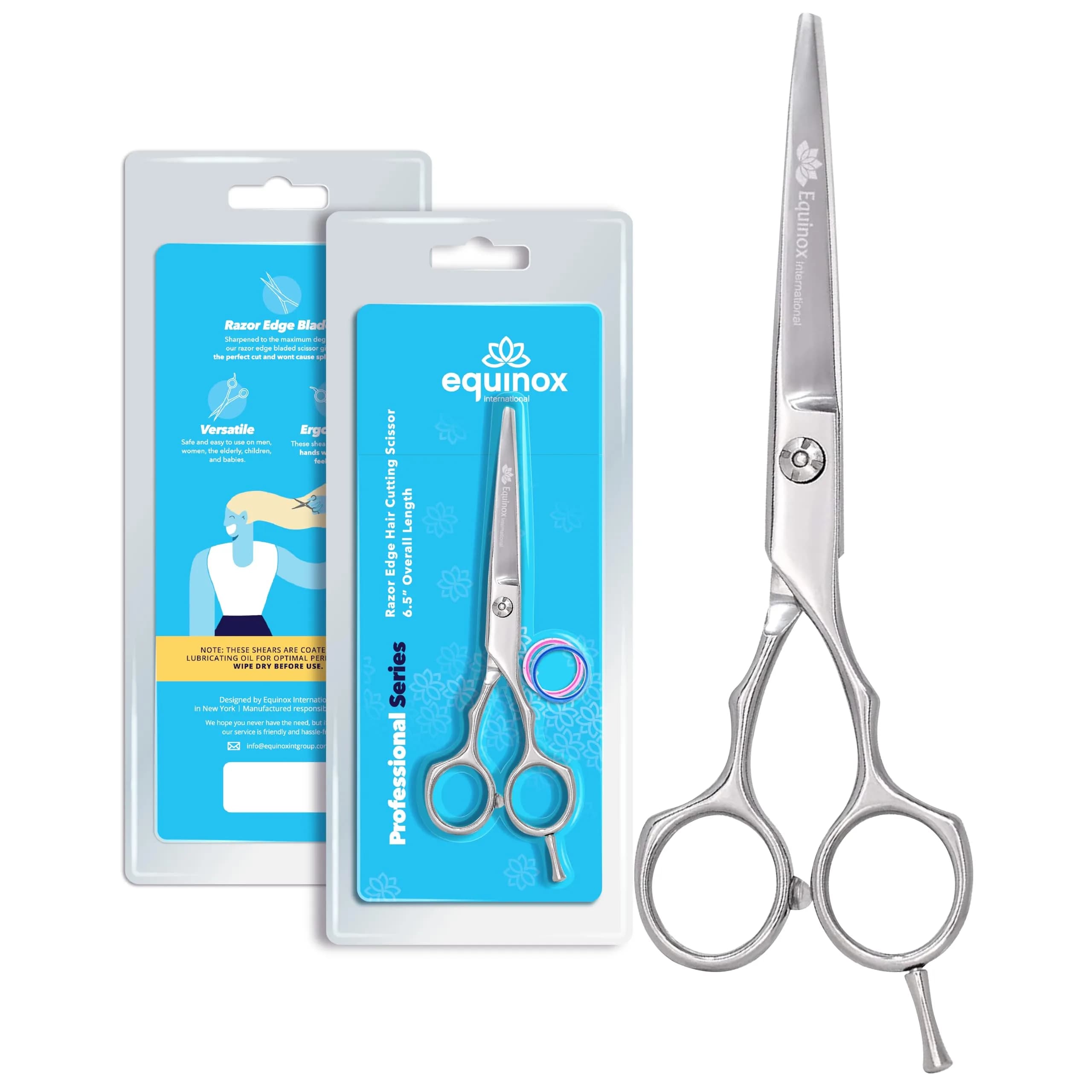 Equinox International 6.0" Barber Hair Cutting Shears | Japanese Stainless Steel, Ergonomic Grip